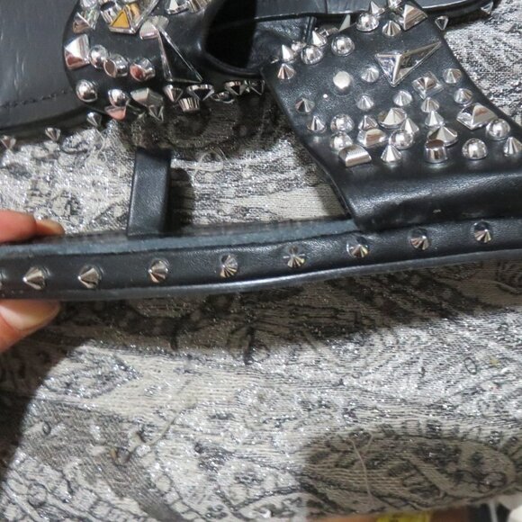 BOGO Official Bee Shop Black & Silver Studded Sandals Slip ons flats slides 10 - Picture 4 of 11